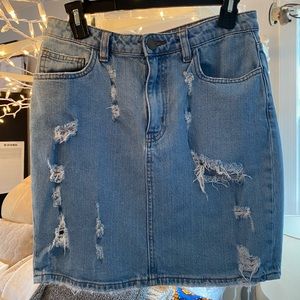 BDG Size Medium Long Denim Ripped Skirt